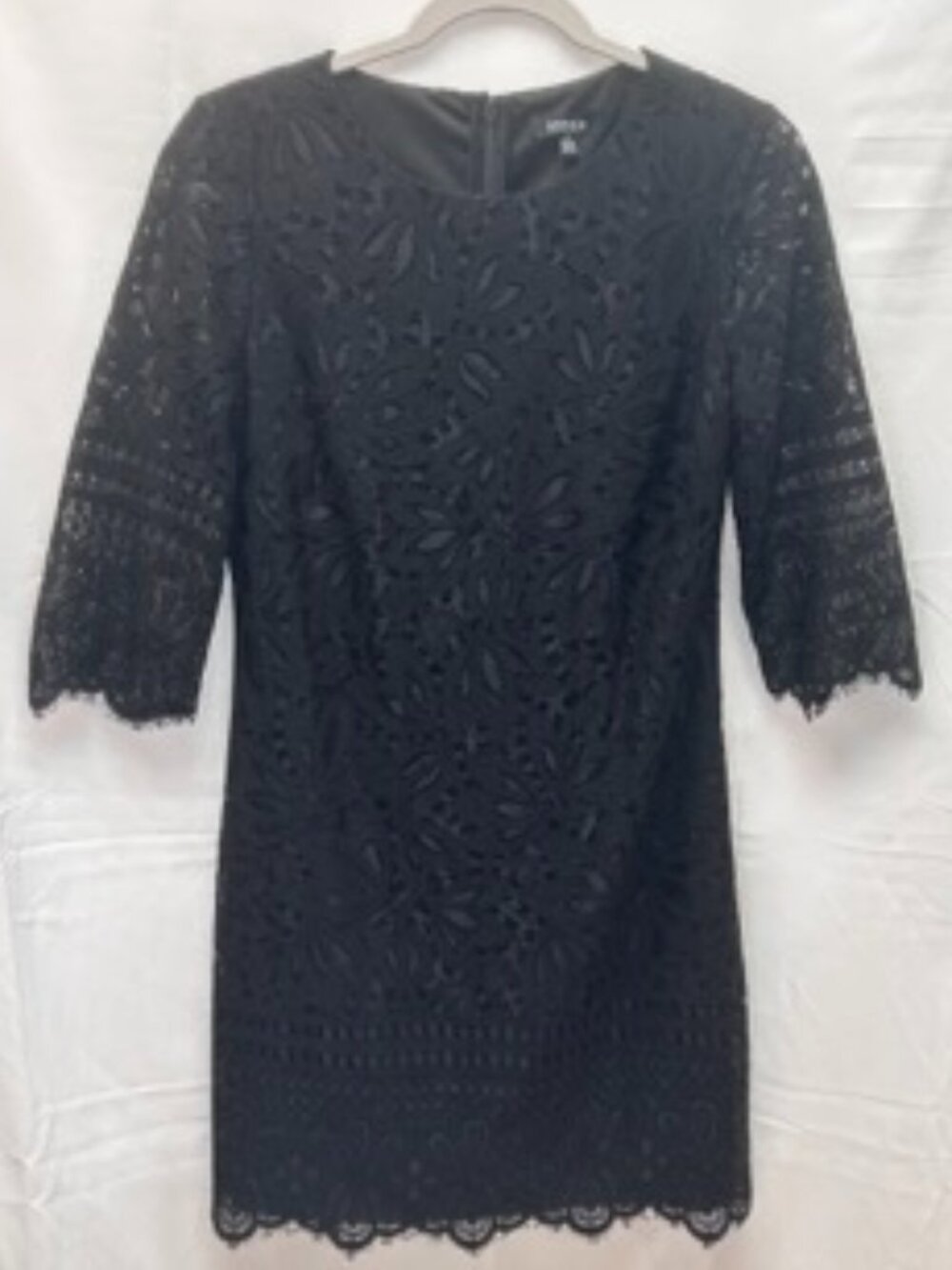Kensie NWOT Black Lace Sheath Scallop Sleeve Knee-Length Dress 4